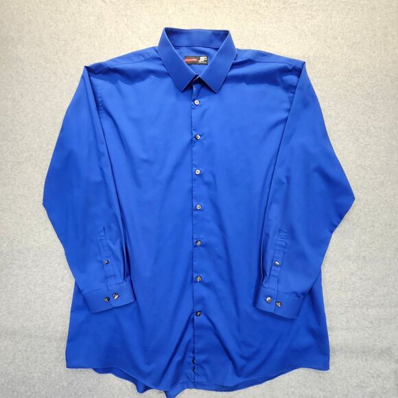 JF J. Ferrar Men's Dress Shirt XXL Blue Cotton Blend Slim Fit - Picture 1 of 10